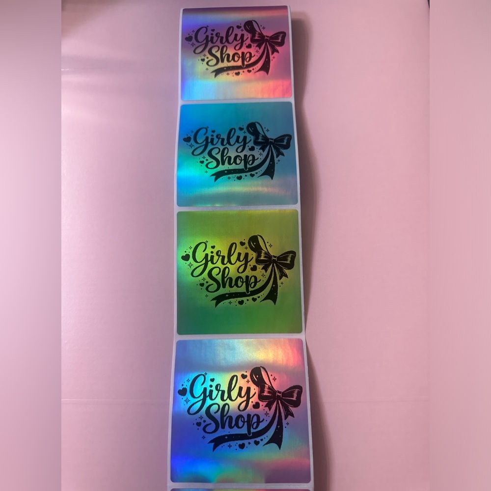 50 ct. Custom 3”x3” Multi-Color Rainbow Holographic Square Sticker Labels - Picture 2 of 10
